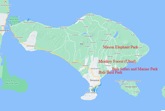 Bali Maps - Aminals Indonesia